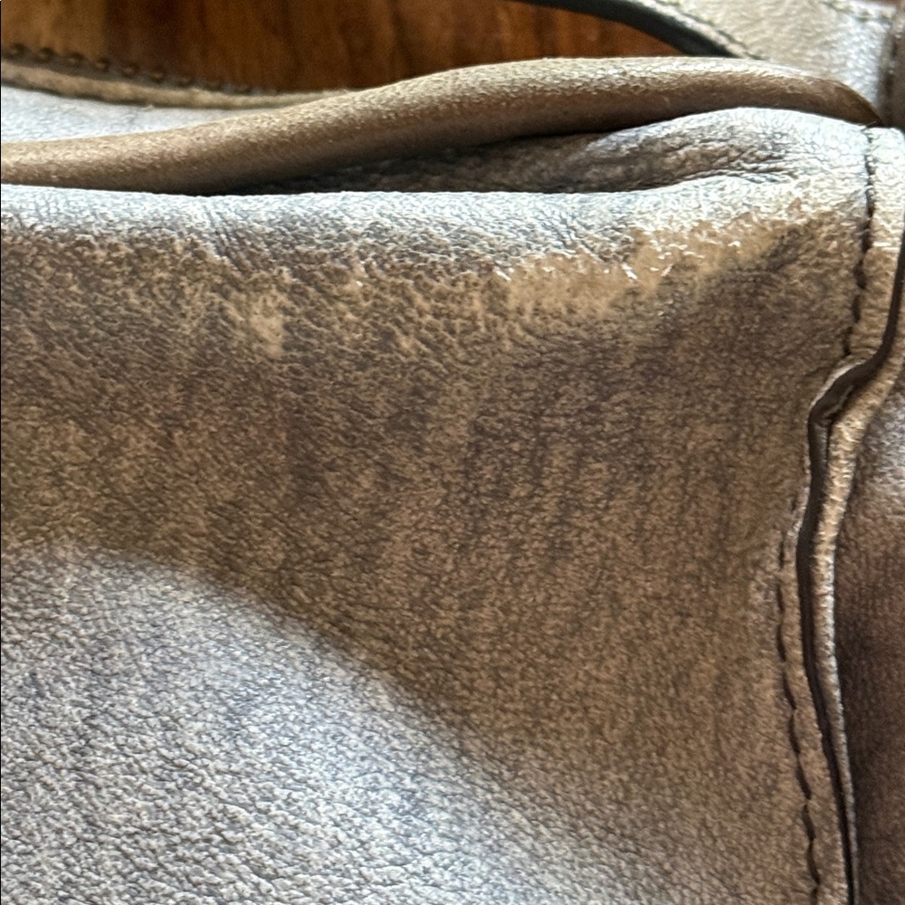 Kooba Jonnie Textured Gray Butter Leather With Taupe Trim Crossbody Bag - Picture 7 of 14